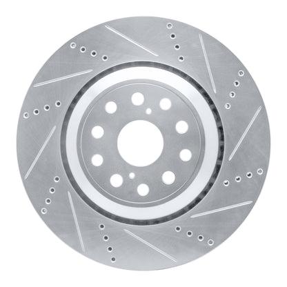 R1 Concepts R1 07-23 Lexus LS600h Left Front Drilled & Slotted Silver Brake Rotor