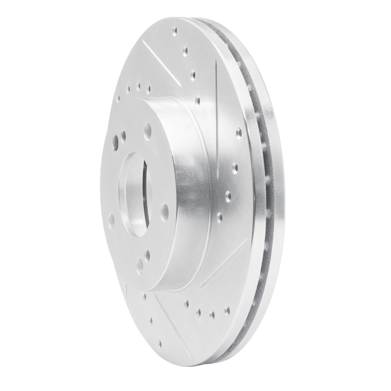 R1 Concepts R1 89-90 Nissan 300ZX Front Right Drilled & Slotted Silver Brake Rotor