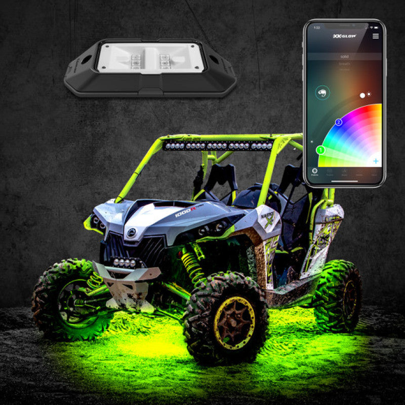 XKGLOW XK Glow Rock Light Advanced Kit w/ Dual-Mode Dash Mount Controller 8pc 6W LED