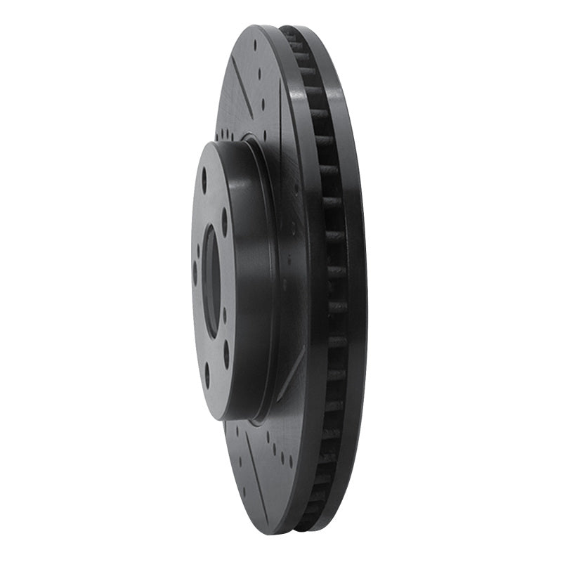 R1 Concepts R1 92-06 Lexus ES300 Front Right Drilled & Slotted Black Brake Rotor