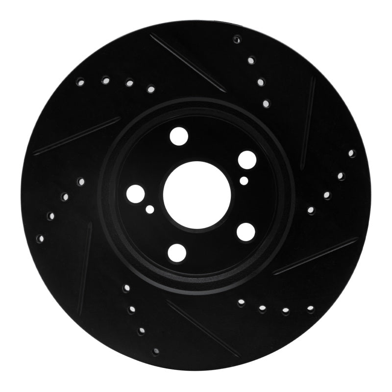 R1 Concepts R1 08-19 Pontiac Vibe Front Left Drilled & Slotted Black Brake Rotor