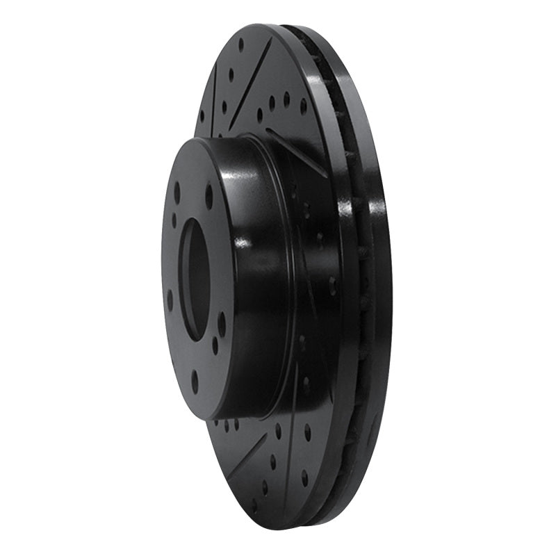 R1 Concepts R1 87-89 Nissan 300ZX Turbo Front Left Drilled & Slotted Black Brake Rotor