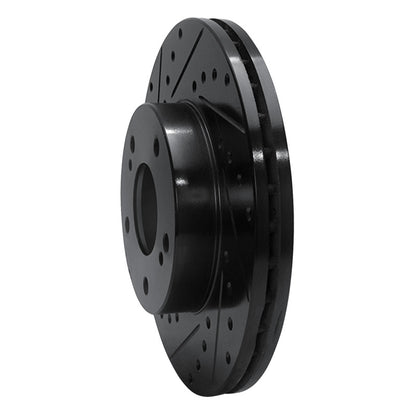 R1 Concepts R1 87-89 Nissan 300ZX Turbo Front Left Drilled & Slotted Black Brake Rotor
