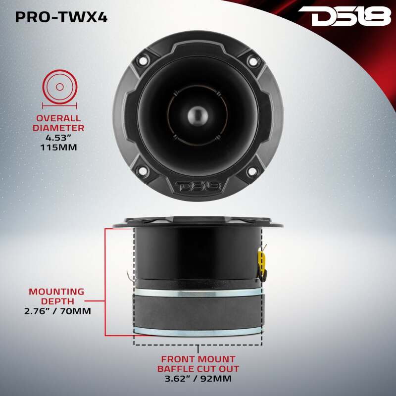 DS18 4.5in Super Bullet Tweeter 280 Watts RMS 1.75in Titanium Vc 4 ohm