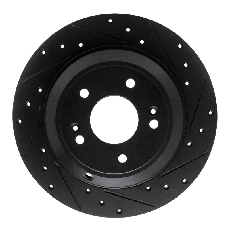 R1 Concepts R1 18-23 Genesis G70 Rear Right Drilled & Slotted Black Brake Rotor