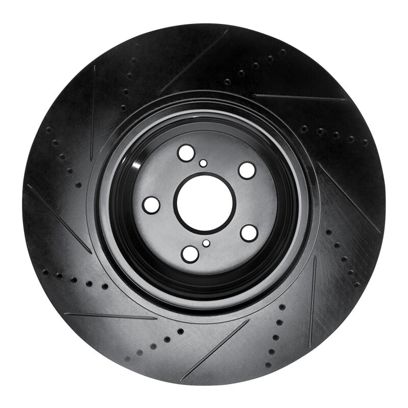 R1 Concepts R1 10-17 Lexus LS460 Left Front Drilled & Slotted Black Brake Rotor