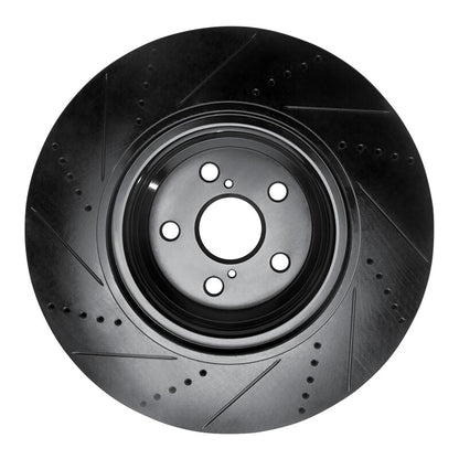 R1 Concepts R1 10-17 Lexus LS460 Left Front Drilled & Slotted Black Brake Rotor