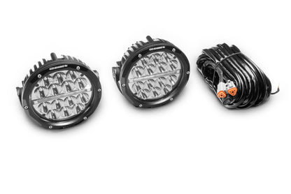 Go Rhino Xplor Bright Series Round LED Driving Light Kit w/DRL (Surface Mount) 6in - Blk (2 pc)