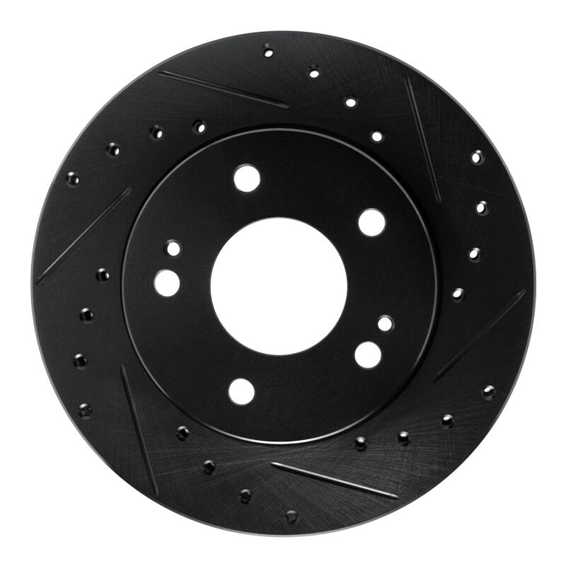 R1 Concepts R1 90-90 Plymouth Laser Front Right Drilled & Slotted Black Brake Rotor