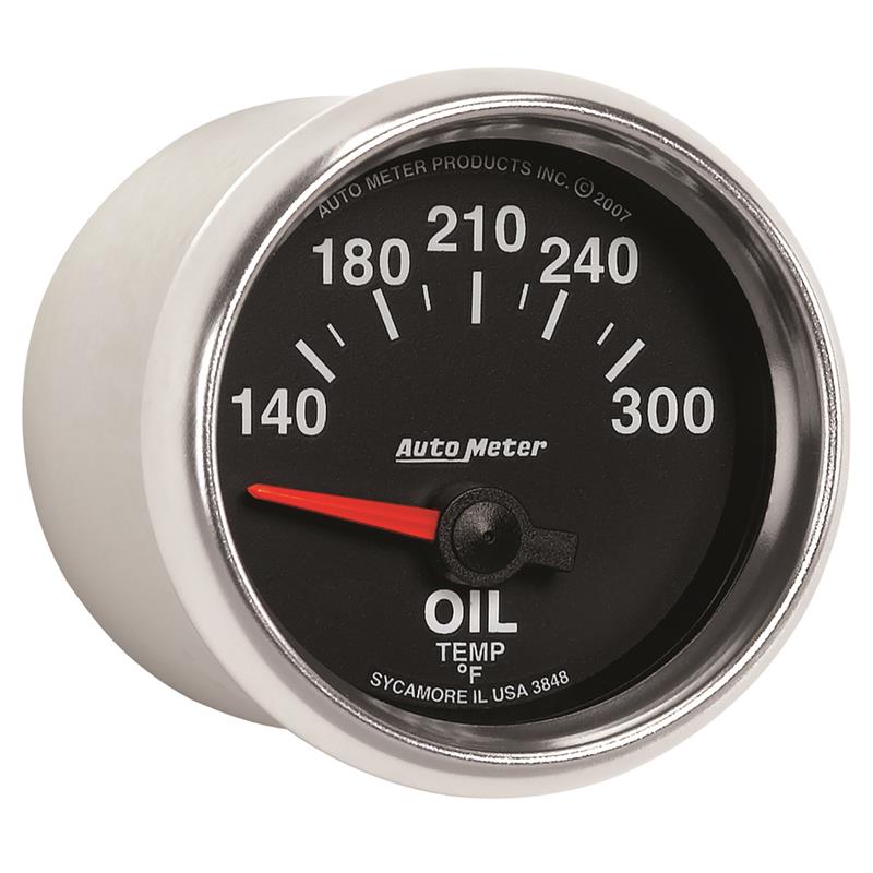 Autometer GS 52mm 140-300 Deg F Short Sweep Electronic Oil Temperature Gauge