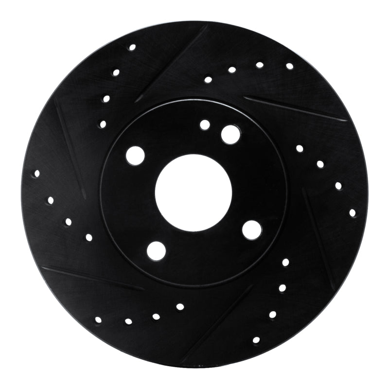 R1 Concepts R1 90-03 Ford Escort Front Left Drilled & Slotted Black Brake Rotor