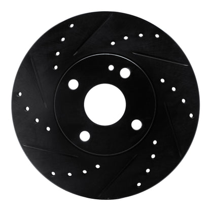 R1 Concepts R1 90-03 Ford Escort Front Left Drilled & Slotted Black Brake Rotor
