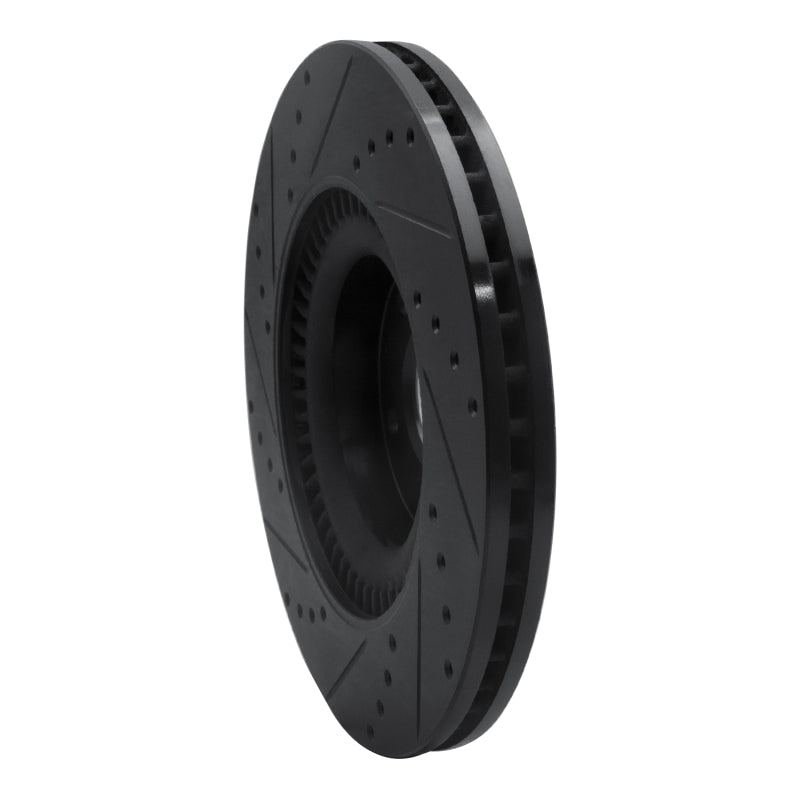 R1 Concepts R1 11-17 Genesis G80 Front Right Drilled & Slotted Black Brake Rotor
