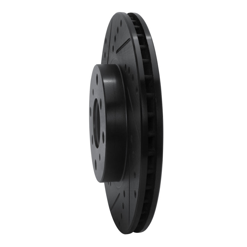 R1 Concepts R1 92-96 Honda Prelude Front Left Drilled & Slotted Black Brake Rotor