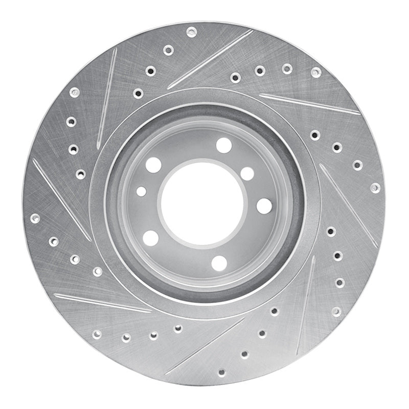 R1 Concepts R1 93-97 BMW 840CI Front Right Drilled & Slotted Silver Brake Rotor