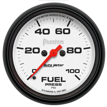 Autometer Phantom 2-5/8in 0-100 PSI Fuel Pressure Gauge