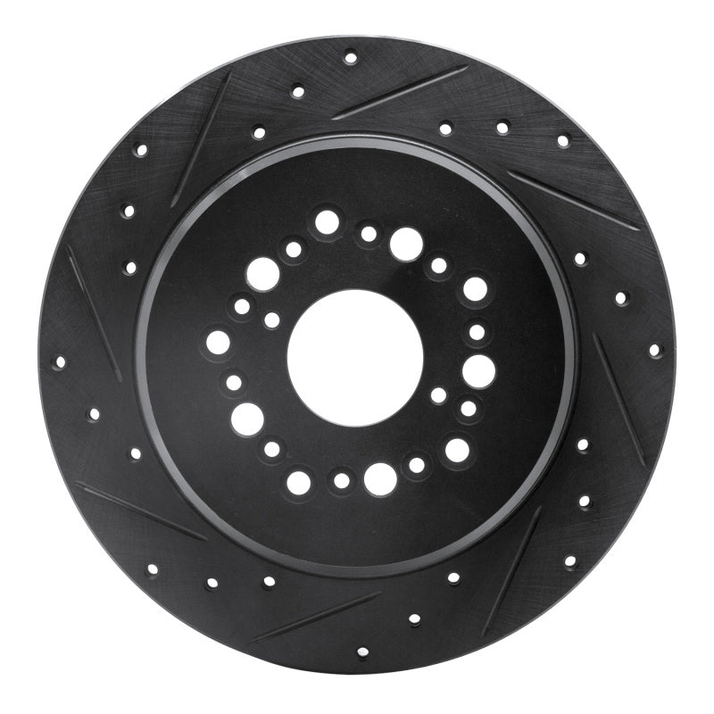 R1 Concepts R1 92-00 Lexus LS400 Rear Left Drilled & Slotted Black Brake Rotor