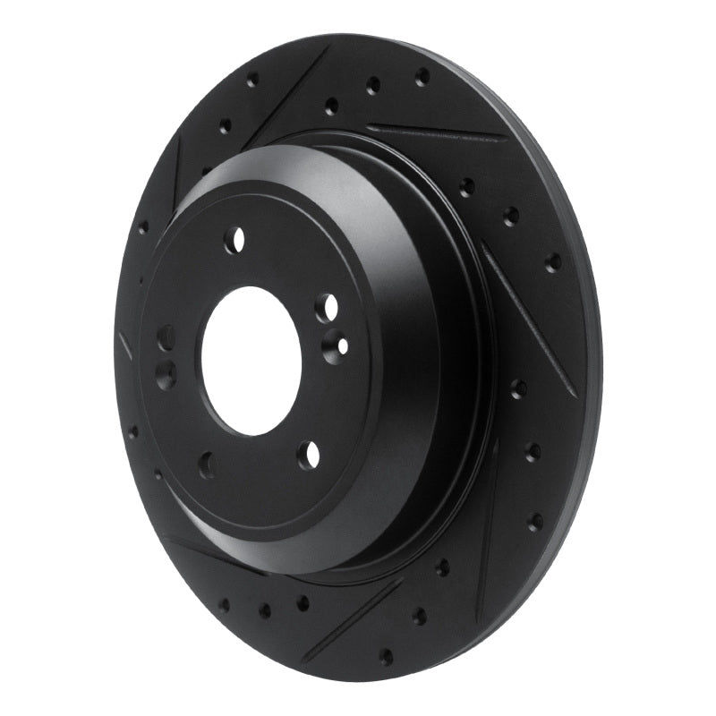 R1 Concepts R1 18-23 Genesis G70 Rear Left Drilled & Slotted Black Brake Rotor