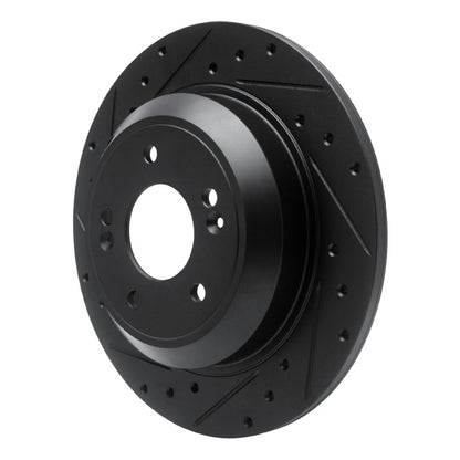R1 Concepts R1 18-23 Genesis G70 Rear Left Drilled & Slotted Black Brake Rotor
