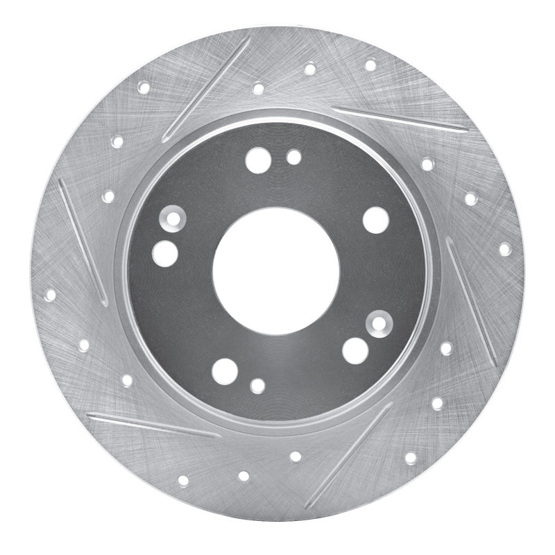 R1 Concepts R1 11-15 Honda CR-Z Rear Left Drilled & Slotted Silver Brake Rotor