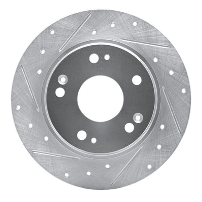 R1 Concepts R1 11-15 Honda CR-Z Rear Left Drilled & Slotted Silver Brake Rotor
