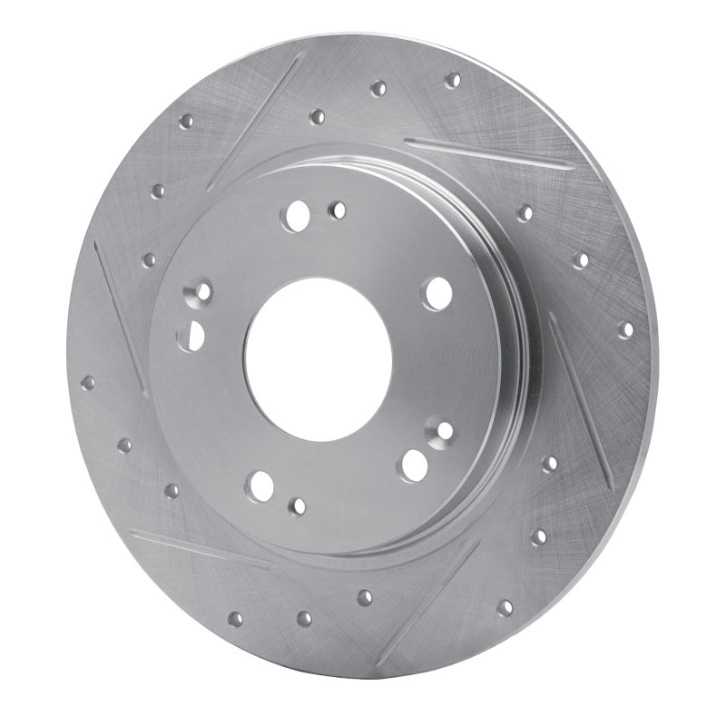 R1 Concepts R1 11-15 Honda CR-Z Rear Left Drilled & Slotted Silver Brake Rotor