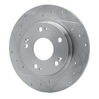 R1 Concepts R1 11-15 Honda CR-Z Rear Left Drilled & Slotted Silver Brake Rotor