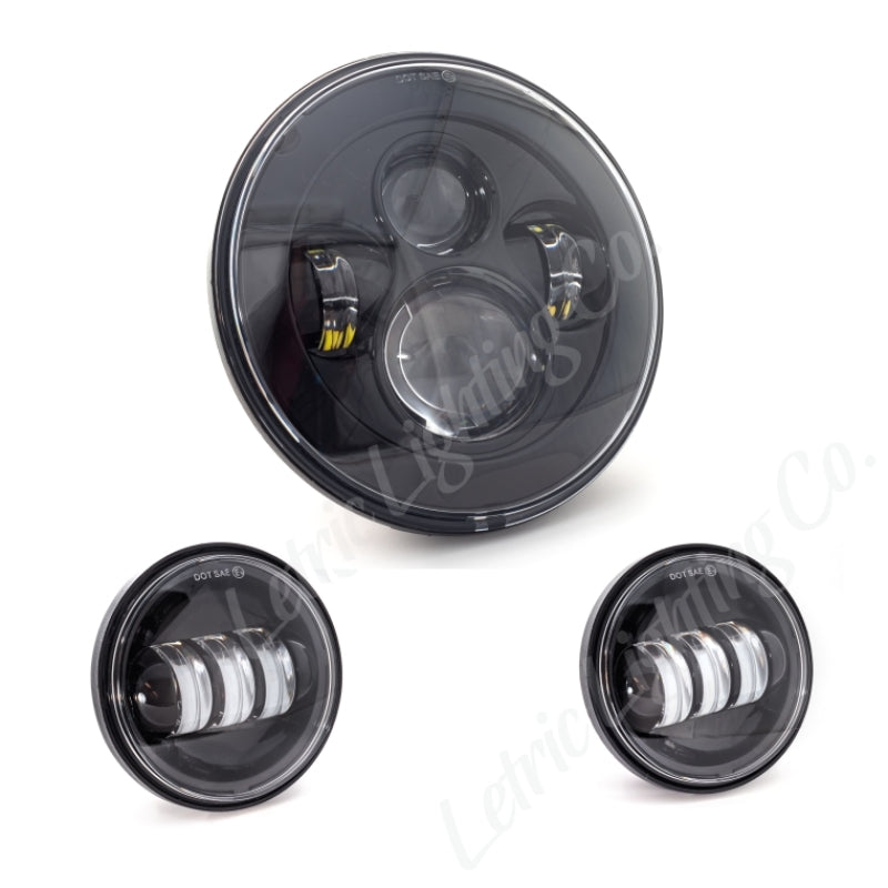 Letric Lighting 7in LED Headlight W/Passing Lamps Black