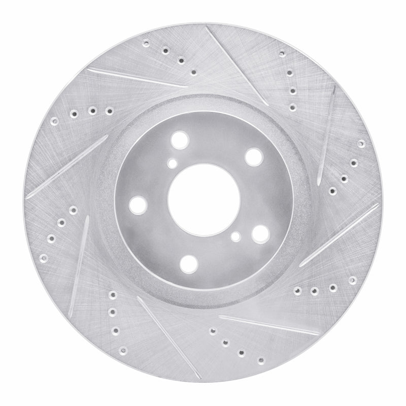 R1 Concepts R1 93-98 Toyota Supra Left Front Drilled & Slotted Silver Brake Rotor