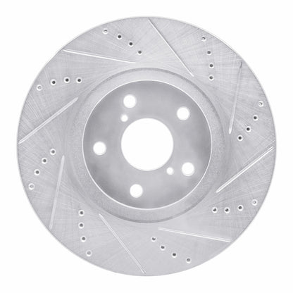 R1 Concepts R1 93-98 Toyota Supra Left Front Drilled & Slotted Silver Brake Rotor