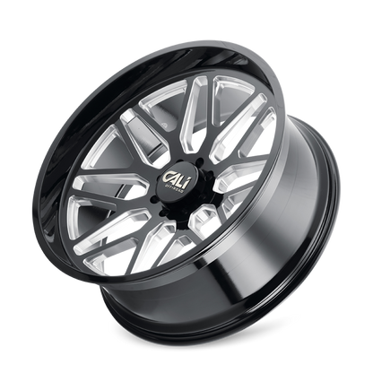 Cali Off-Road 9115 Invader 22x12 / 6x139.7 BP / -51mm Offset / 106.1mm Hub Gloss Black Milled Wheel