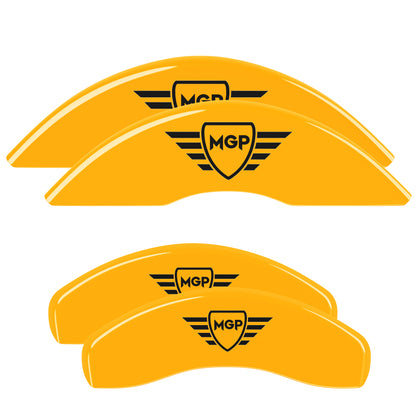 MGP 4 Caliper Covers Engraved Front & Rear MGP Yellow Finish Black Characters 2016 Kia Sedona