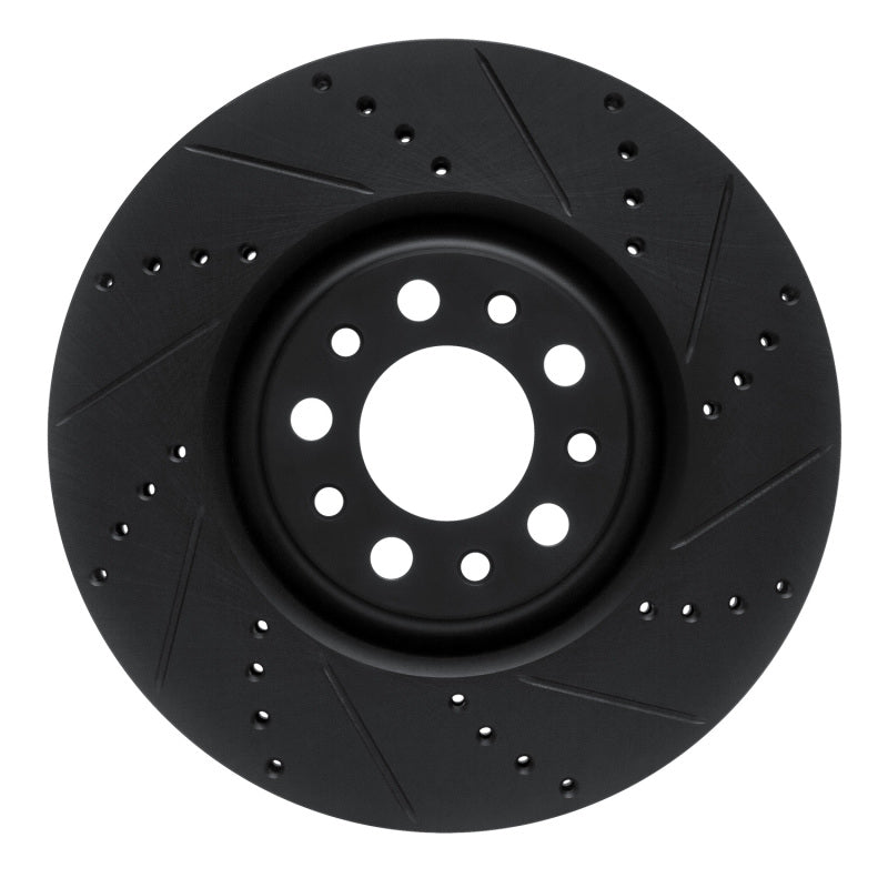 R1 Concepts R1 2017-2025 Alfa Romeo Stelvio Front Right Drilled & Slotted Black Brake Rotor