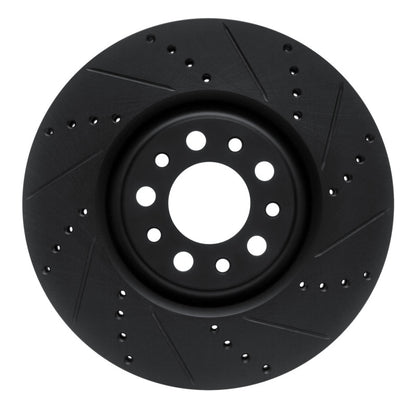 R1 Concepts R1 2017-2025 Alfa Romeo Stelvio Front Right Drilled & Slotted Black Brake Rotor