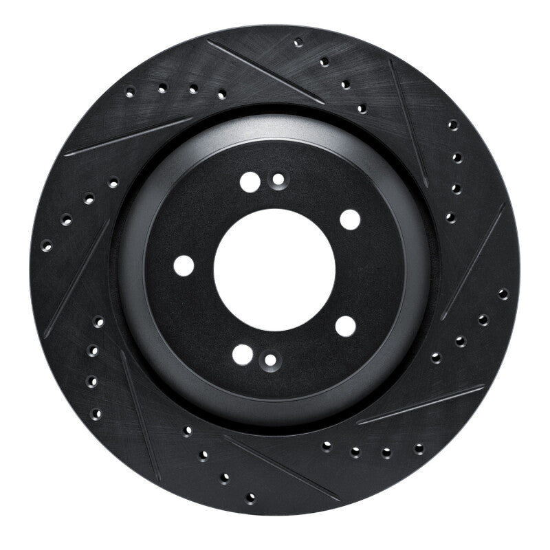 R1 Concepts R1 2019-2025 Hyundai Kona N Rear Right Drilled & Slotted Black Brake Rotor