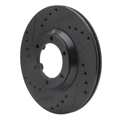 R1 Concepts R1 84-87 Isuzu Pickup Front Left Drilled & Slotted Black Brake Rotor