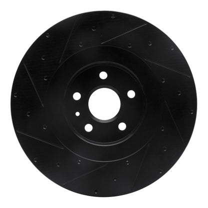 R1 Concepts R1 2009-2015 Cadillac CTS Front Right Drilled & Slotted Black Brake Rotor