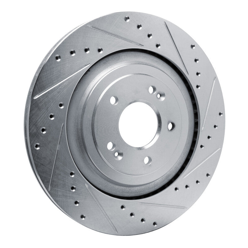 R1 Concepts R1 19-22 Genesis G90 Rear Right Drilled & Slotted Silver Brake Rotor
