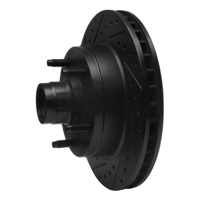 R1 Concepts R1 73-93 Ford E-150 Econoline Front Left Drilled & Slotted Black Brake Rotor