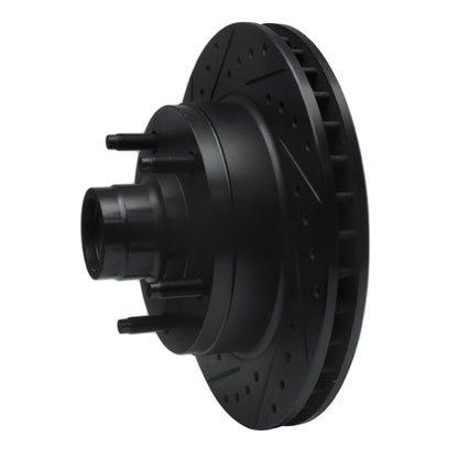 R1 Concepts R1 73-93 Ford E-150 Econoline Front Left Drilled & Slotted Black Brake Rotor