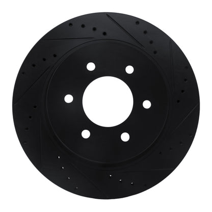R1 Concepts R1 16-24 Nissan Titan XD Front Right Drilled & Slotted Black Brake Rotor