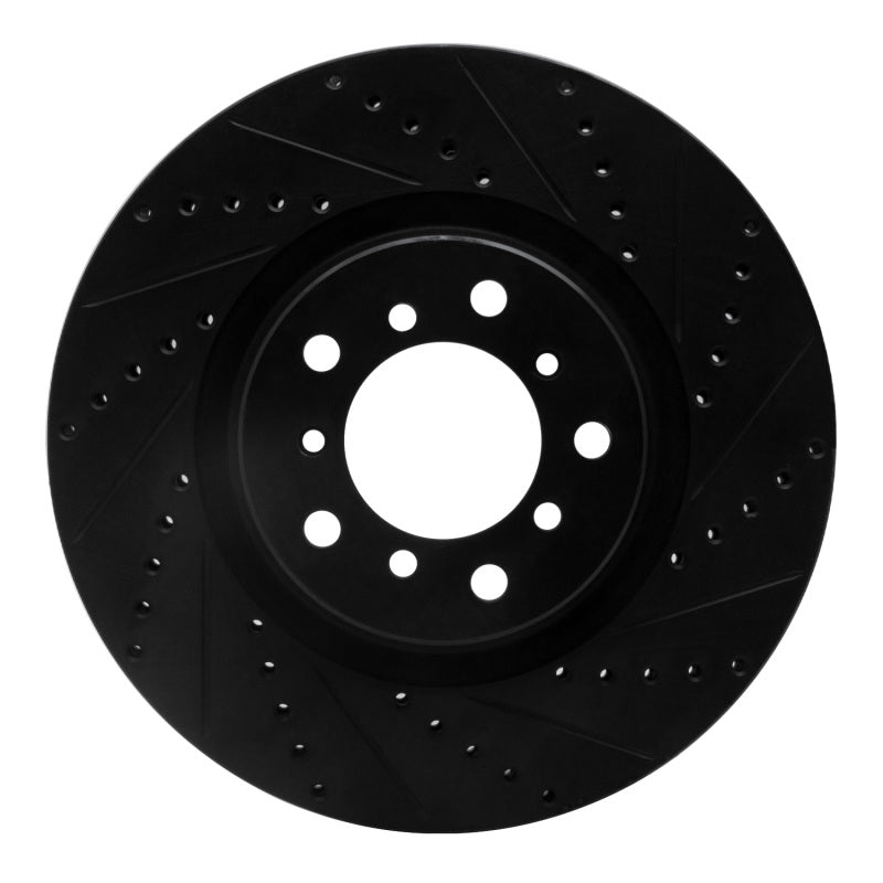 R1 Concepts R1 01-06 BMW M3 Left Front Drilled & Slotted Black Brake Rotor