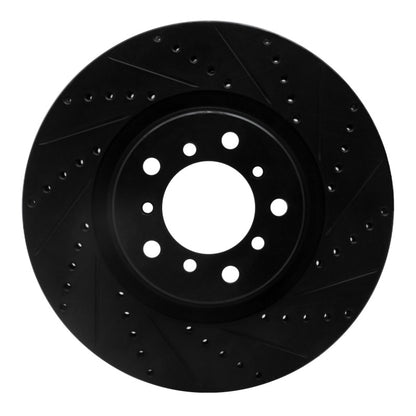 R1 Concepts R1 01-06 BMW M3 Left Front Drilled & Slotted Black Brake Rotor
