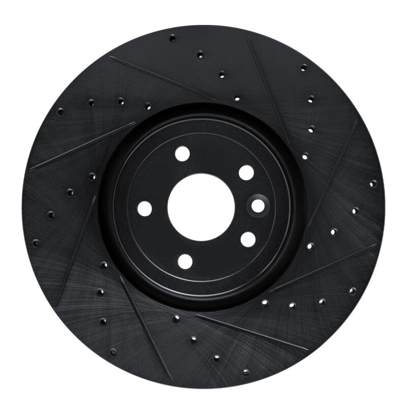 R1 Concepts R1 16-24 Jaguar XF Front Right Drilled & Slotted Black Brake Rotor