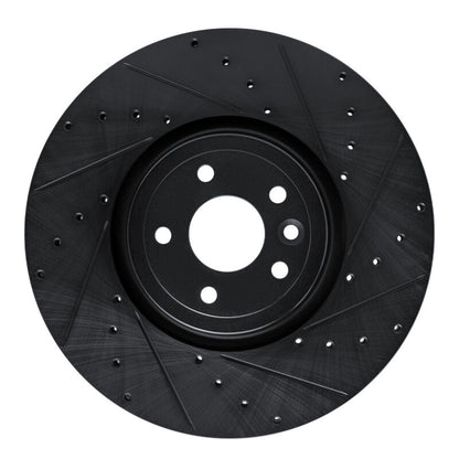 R1 Concepts R1 16-24 Jaguar XF Front Right Drilled & Slotted Black Brake Rotor