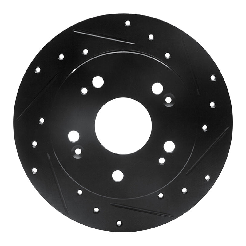 R1 Concepts R1 97-15 Acura CSX Rear Right Drilled & Slotted Black Brake Rotor
