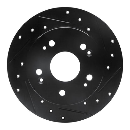 R1 Concepts R1 97-15 Acura CSX Rear Right Drilled & Slotted Black Brake Rotor