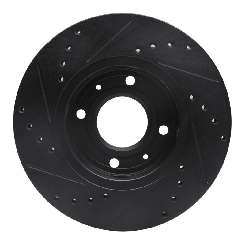 R1 Concepts R1 00-04 Volvo V40 Front Right Drilled & Slotted Black Brake Rotor