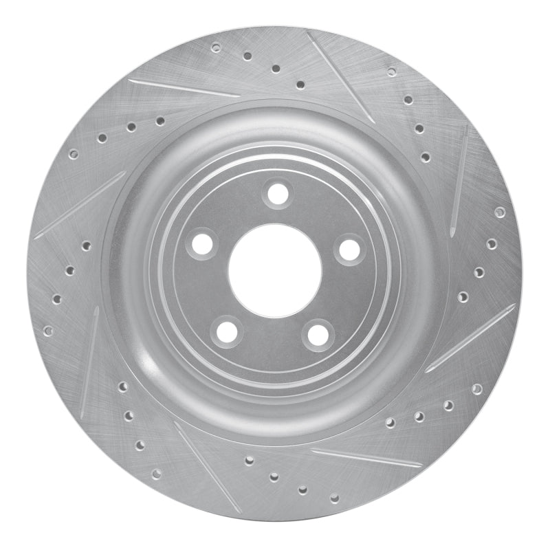 R1 Concepts R1 08-09 Jaguar XKR Left Rear Drilled & Slotted Silver Brake Rotor