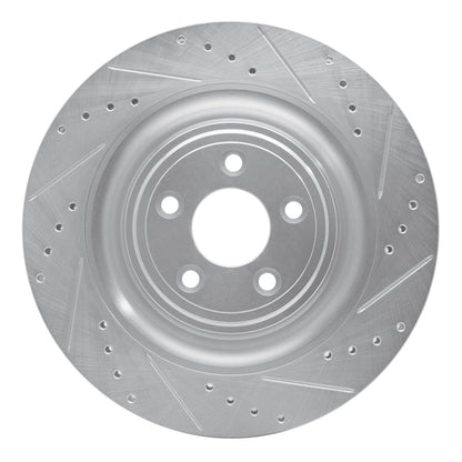 R1 Concepts R1 08-09 Jaguar XKR Left Rear Drilled & Slotted Silver Brake Rotor
